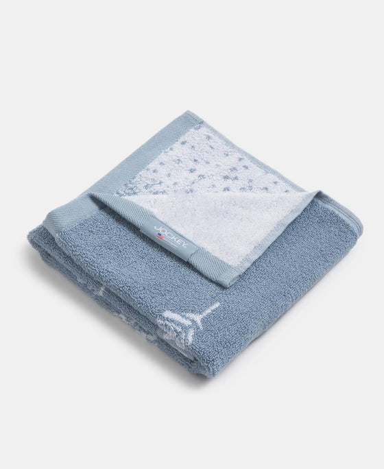 Cotton Rich Terry Ultrasoft and Durable Printed Hand Towel - Dusty Blue (Pack of 2)