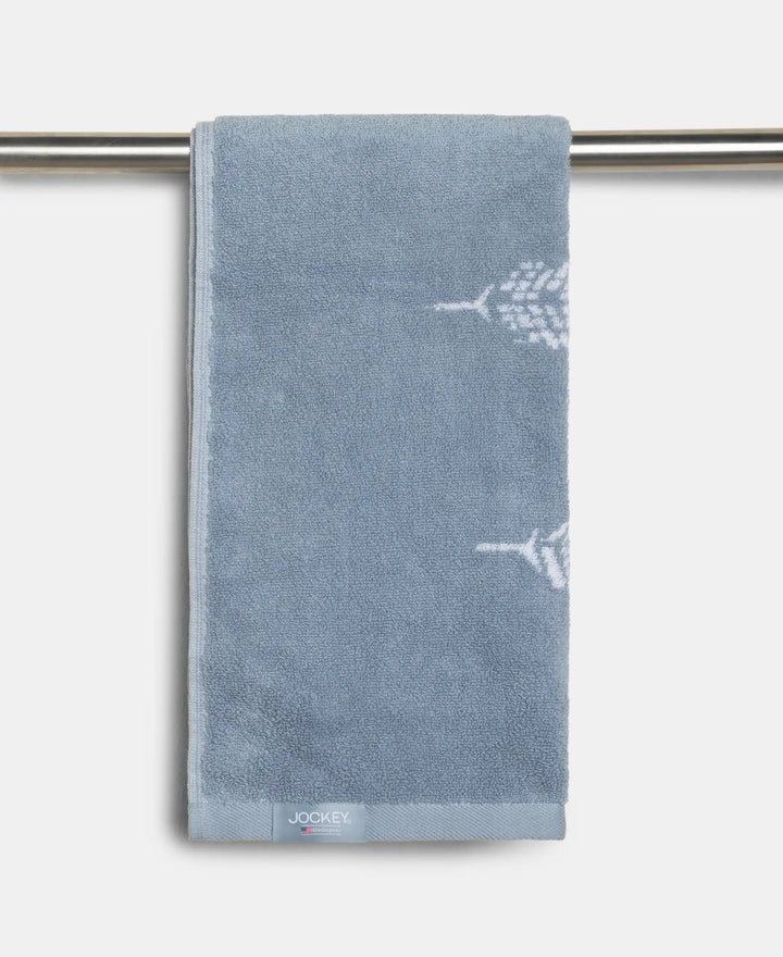 Cotton Rich Terry Ultrasoft and Durable Printed Hand Towel - Dusty Blue (Pack of 2)