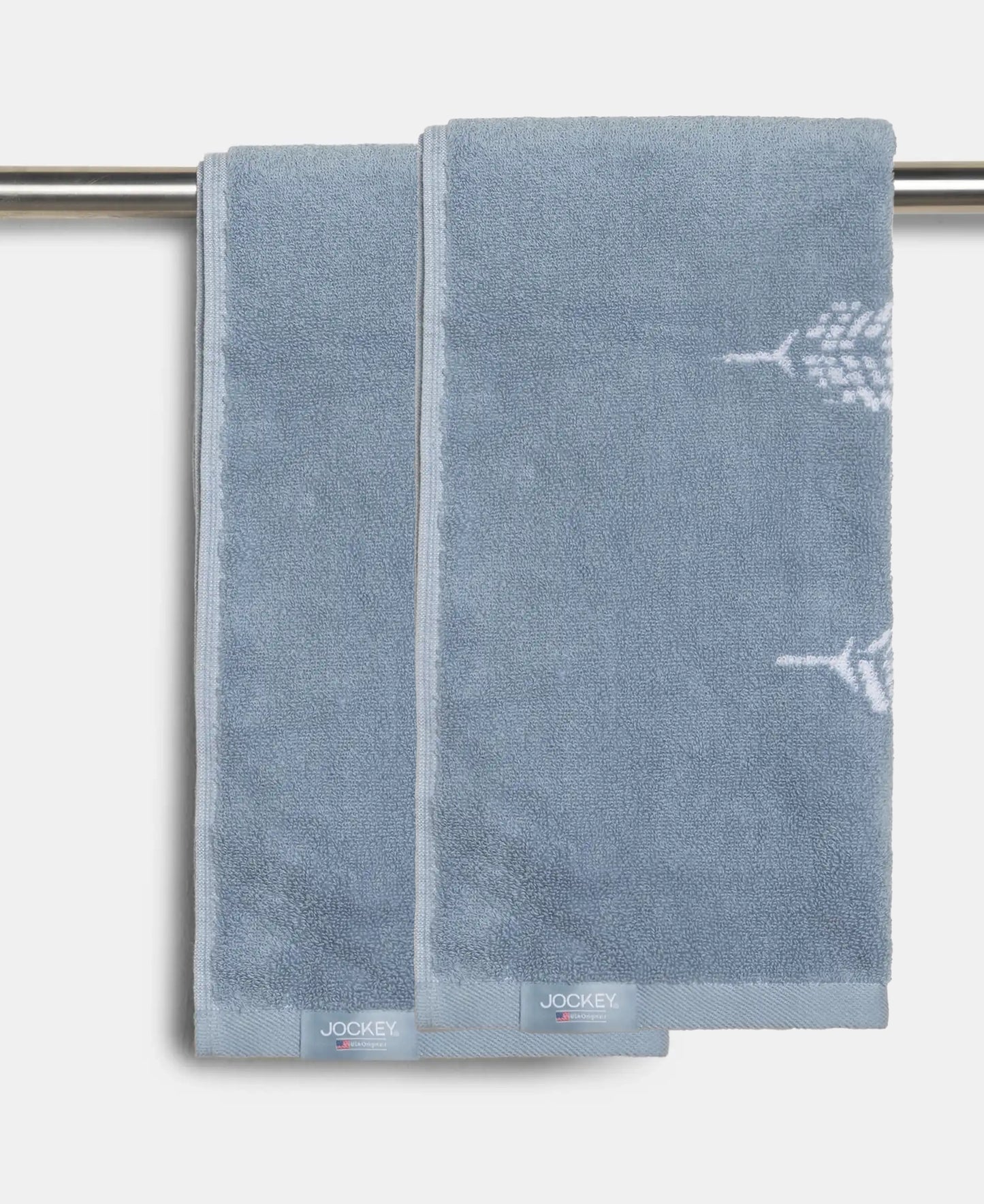 Cotton Rich Terry Ultrasoft and Durable Printed Hand Towel - Dusty Blue (Pack of 2)