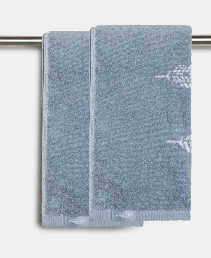 Cotton Rich Terry Ultrasoft and Durable Printed Hand Towel - Dusty Blue (Pack of 2)