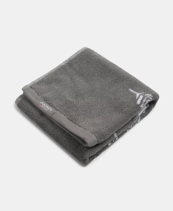 Cotton Rich Terry Ultrasoft and Durable Printed Hand Towel - Grey (Pack of 2)