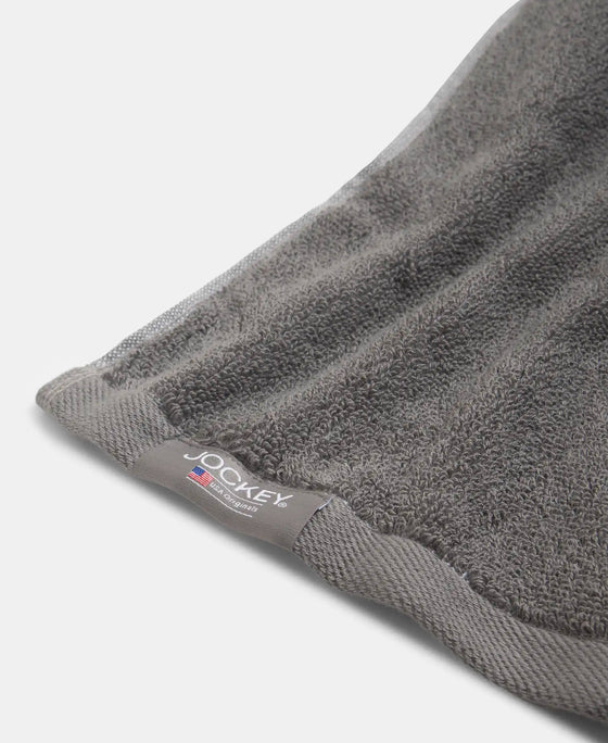 Cotton Rich Terry Ultrasoft and Durable Printed Hand Towel - Grey (Pack of 2)