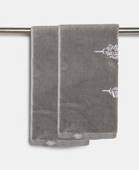 Cotton Rich Terry Ultrasoft and Durable Printed Hand Towel - Grey (Pack of 2)