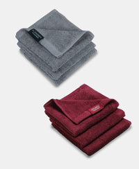 Pack of 6 Cotton Terry Ultrasoft and Durable Solid Face Towel - Grey & Burgundy