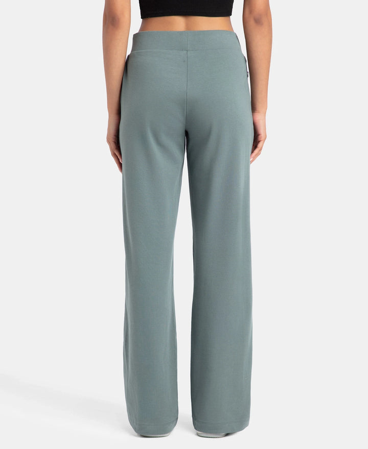 Super Combed Cotton Rich Relaxed Fit Wide Leg Pants with Zipper Pockets - Balsam Green