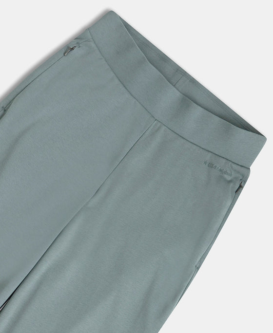 Super Combed Cotton Rich Relaxed Fit Wide Leg Pants with Zipper Pockets - Balsam Green