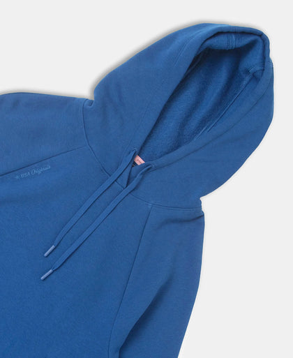 Super Combed Cotton Rich Fleece Fabric Raglan Sleeve Hoodie Sweatshirt - Navy Peony