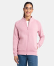 Super Combed Cotton Rich Fleece Fabric Full Zip High Neck Jacket with Front Pockets - Lilas