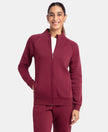 Super Combed Cotton Rich Fleece Fabric Full Zip High Neck Jacket with Front Pockets - Maroon Banner