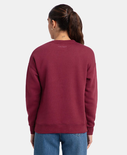 Super Combed Cotton Rich Fleece Fabric Printed Sweatshirt with Drop Shoulder Styling - Maroon Banner