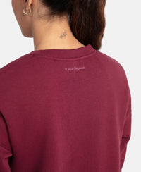 Super Combed Cotton Rich Fleece Fabric Printed Sweatshirt with Drop Shoulder Styling - Maroon Banner