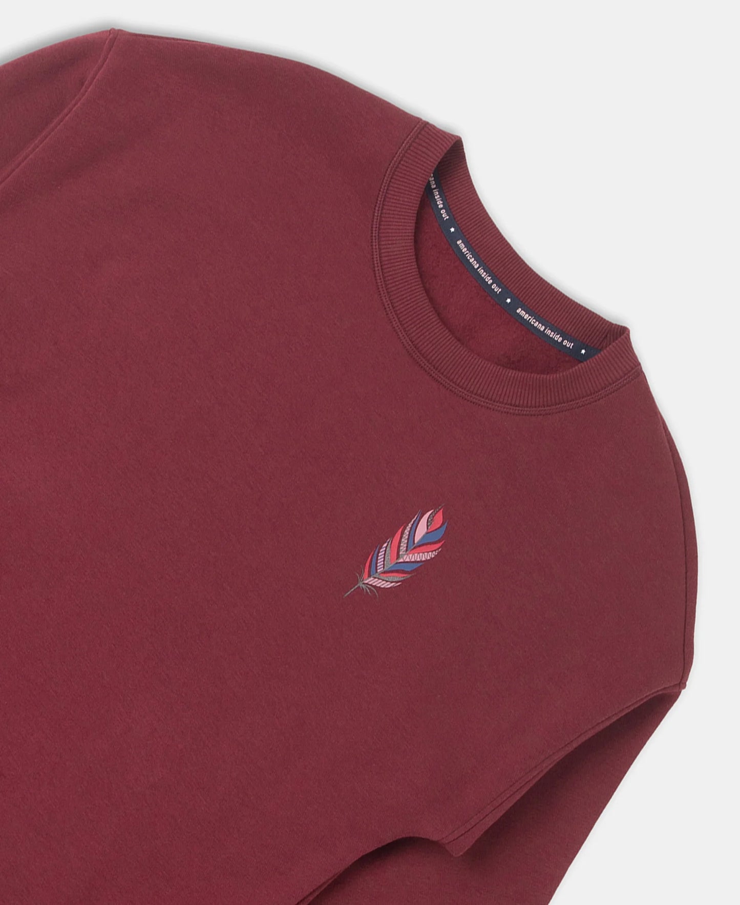 Super Combed Cotton Rich Fleece Fabric Printed Sweatshirt with Drop Shoulder Styling - Maroon Banner