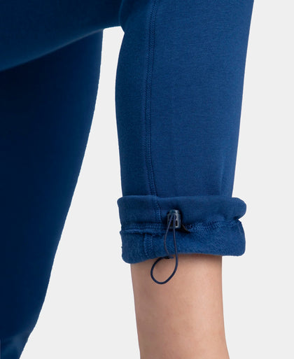 Super Combed Cotton Rich Fleece Fabric Relaxed Fit Trackpants with Zipper Pockets - Navy Peony