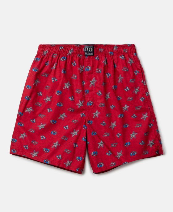 Super Combed Mercerized Cotton Woven Fabric Printed Boxer Shorts - Chili Pepper & Navy (Pack of 2)