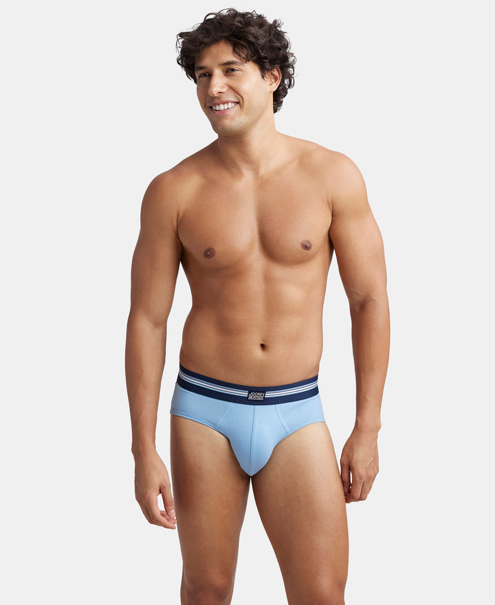 Super Combed Cotton Elastane Stretch Printed Brief with Ultrasoft Waistband - Dusk Blue Print (Pack of 2)