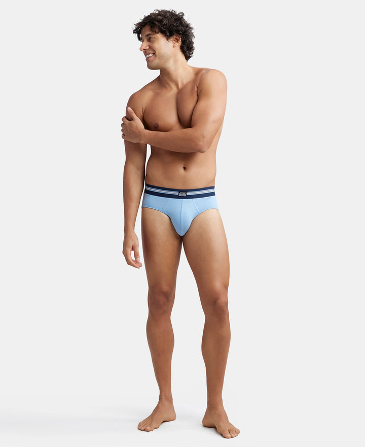 Super Combed Cotton Elastane Stretch Printed Brief with Ultrasoft Waistband - Dusk Blue Print (Pack of 2)