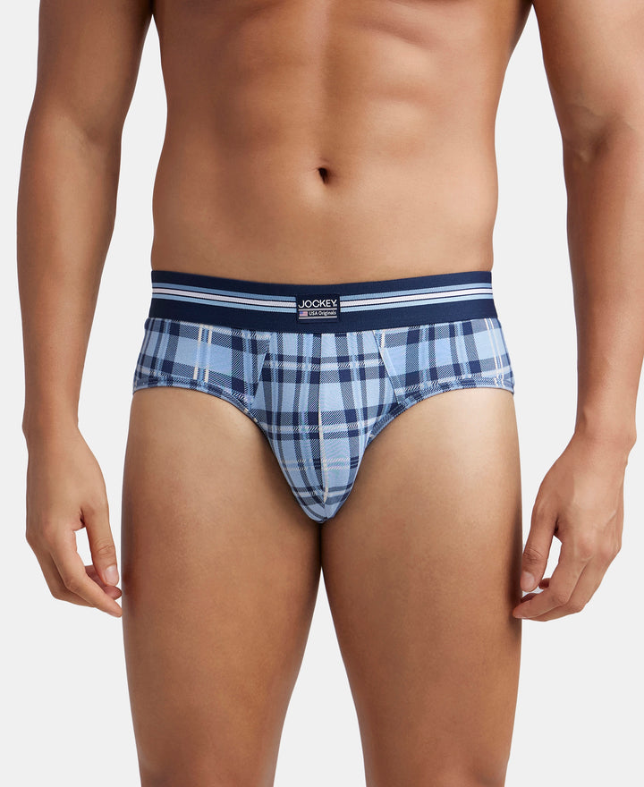 Super Combed Cotton Elastane Stretch Printed Brief with Ultrasoft Waistband - Dusk Blue Print (Pack of 2)