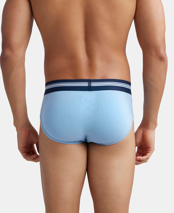 Super Combed Cotton Elastane Stretch Printed Brief with Ultrasoft Waistband - Dusk Blue Print (Pack of 2)