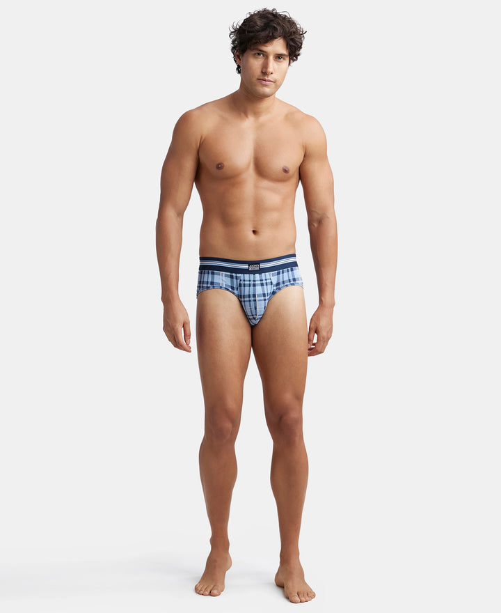 Super Combed Cotton Elastane Stretch Printed Brief with Ultrasoft Waistband - Dusk Blue Print (Pack of 2)