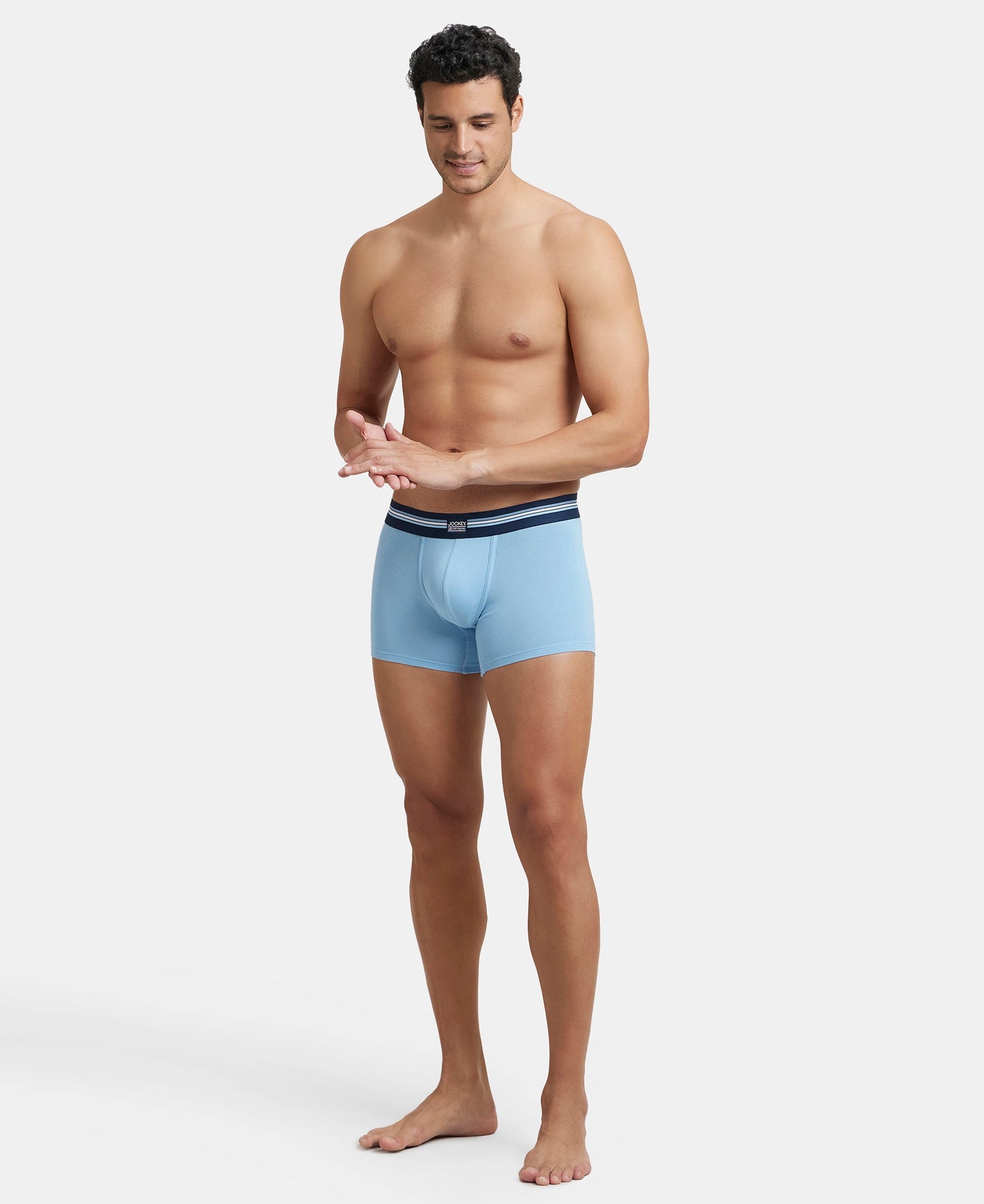 Super Combed Cotton Elastane Stretch Printed Trunk with Ultrasoft Waistband - Dusk Blue Print (Pack of 2)