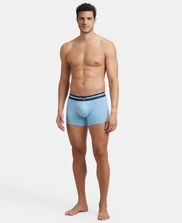 Super Combed Cotton Elastane Stretch Printed Trunk with Ultrasoft Waistband - Dusk Blue Print (Pack of 2)