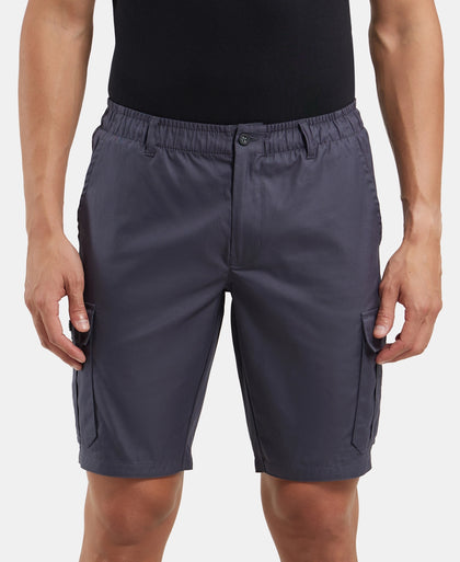 Super Combed Mercerised Cotton Woven Straight Fit Cargo Shorts - Graphite