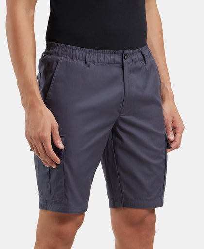 Super Combed Mercerised Cotton Woven Straight Fit Cargo Shorts - Graphite