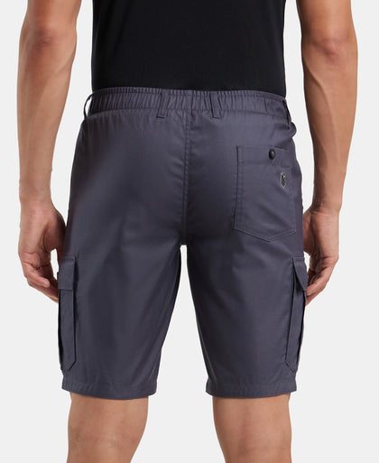 Super Combed Mercerised Cotton Woven Straight Fit Cargo Shorts - Graphite