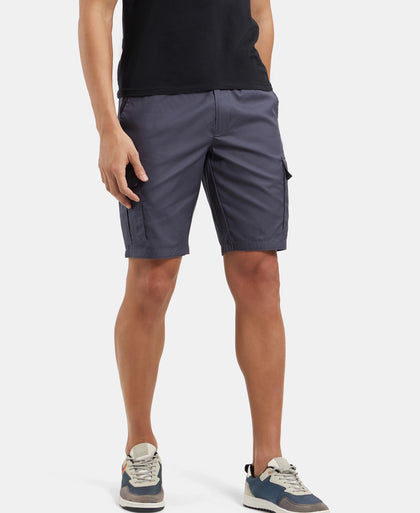 Super Combed Mercerised Cotton Woven Straight Fit Cargo Shorts - Graphite