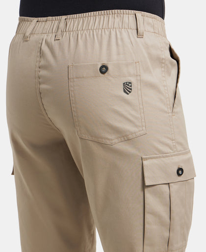 Super Combed Mercerised Cotton Woven Straight Fit Cargo Shorts - Khaki