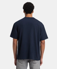 Super Combed Cotton Blend Oversized T-Shirt with StayFresh Treatment - Navy