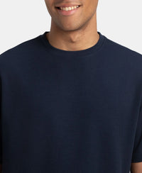 Super Combed Cotton Blend Oversized T-Shirt with StayFresh Treatment - Navy