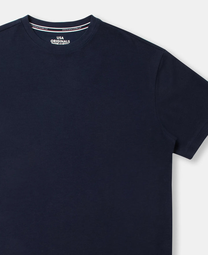 Super Combed Cotton Blend Oversized T-Shirt with StayFresh Treatment - Navy