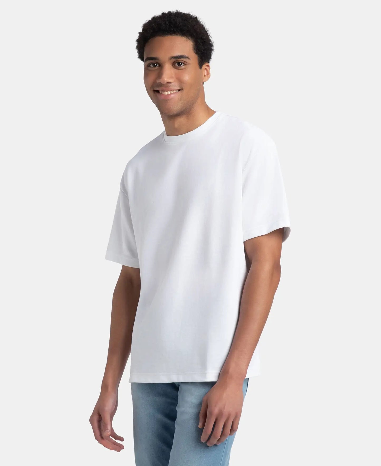 Super Combed Cotton Blend Oversized T-Shirt with StayFresh Treatment - White