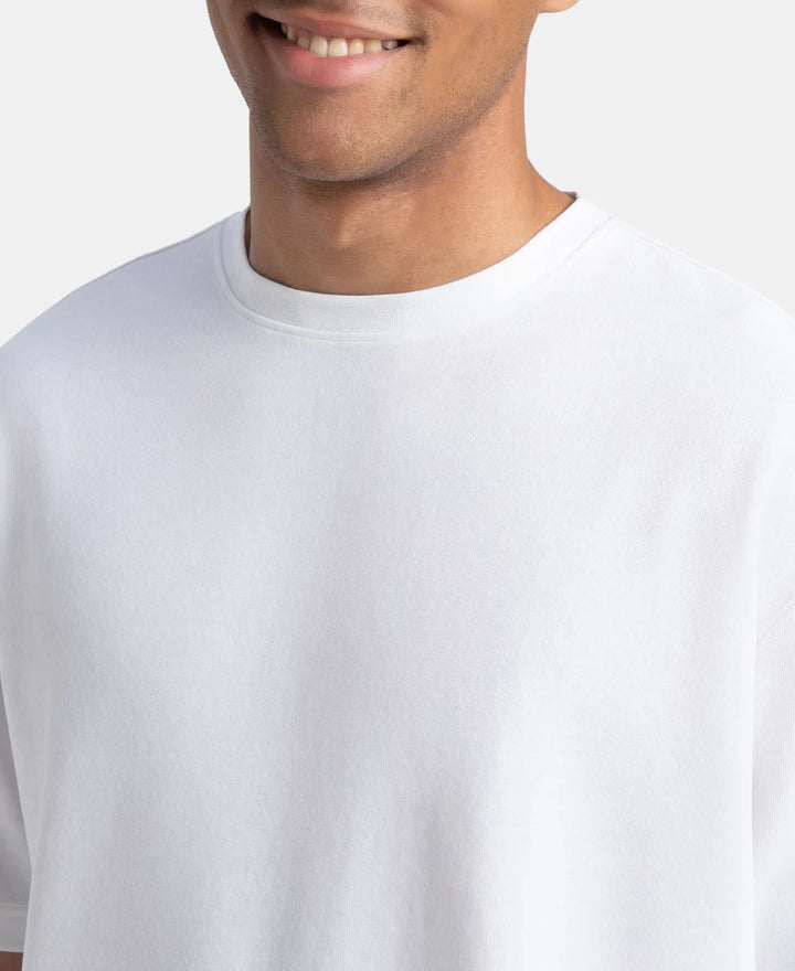 Super Combed Cotton Blend Oversized T-Shirt with StayFresh Treatment - White