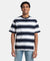 Super Combed Cotton Rich Striped Oversized T-Shirt - White & Navy Melange