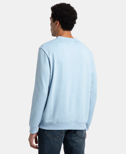 Super Combed Cotton Rich French Terry Printed Sweatshirt with Ribbed Cuffs - Powder Blue