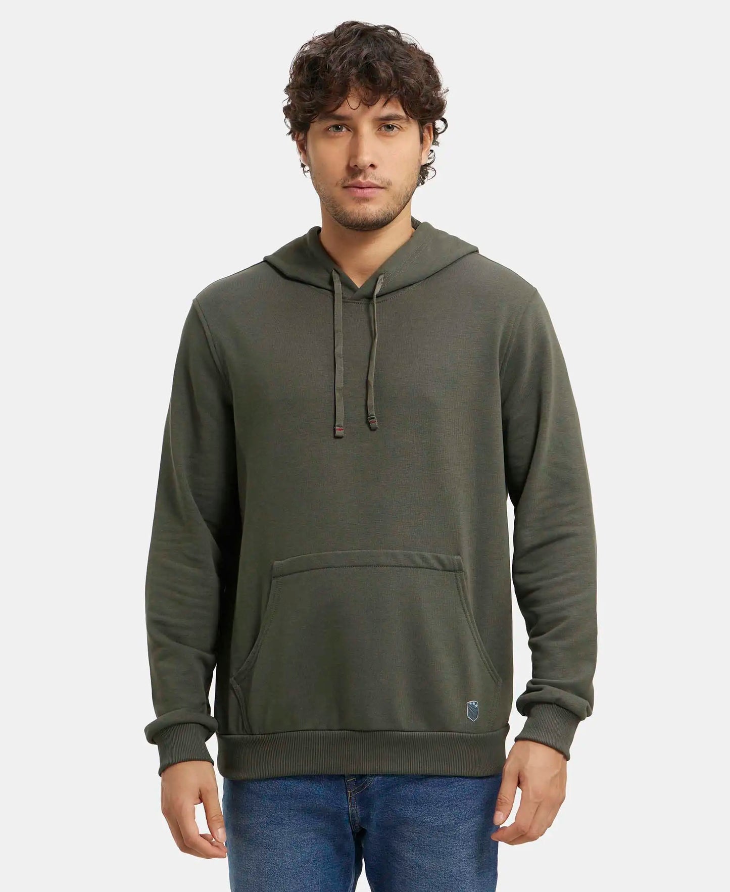 Buy Super Combed Cotton Rich French Terry Hoodie Sweatshirt with Ribbed ...