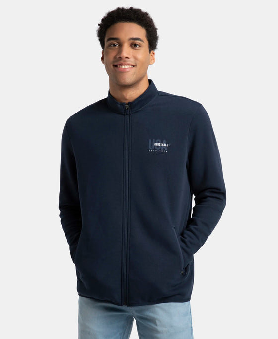 Super Combed Cotton Rich Fleece Jacket with StayWarm Technology - Navy