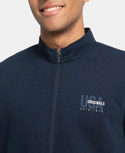 Super Combed Cotton Rich Fleece Jacket with StayWarm Technology - Navy