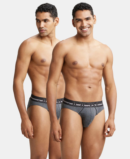 Super Combed Cotton Rib Solid Brief with Ultrasoft Waistband - Charcoal Melange (Pack of 2)