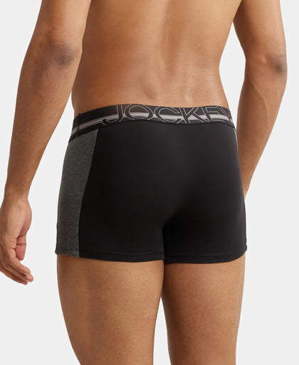 Pack of 3 Super Combed Cotton Elastane Stretch Solid Trunk with Ultrasoft Waistband - Navy, Charcoal Melange & Black