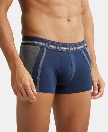 Pack of 3 Super Combed Cotton Elastane Stretch Solid Trunk with Ultrasoft Waistband - Aegean Blue, Poseidon & Navy