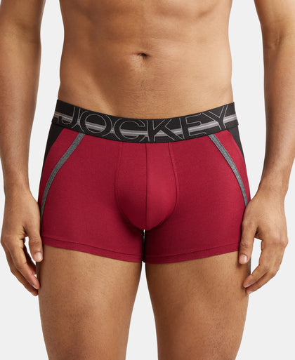 Pack of 3 Super Combed Cotton Elastane Stretch Solid Trunk with Ultrasoft Waistband - Red Pepper, Poseidon & Deep Olive