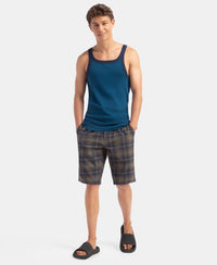 Super Combed Cotton Rib Square Neck Gym Vest - Poseidon & Navy