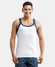 Super Combed Cotton Rib Square Neck Gym Vest - White