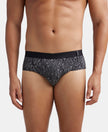 Super Combed Cotton Printed Brief with Ultrasoft Waistband - Black