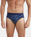 Super Combed Cotton Printed Brief with Ultrasoft Waistband - Navy-1