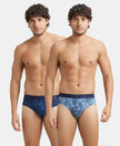 Super Combed Cotton Printed Brief with Ultrasoft Waistband - Navy Dusk Blue (Pack of 2)-0