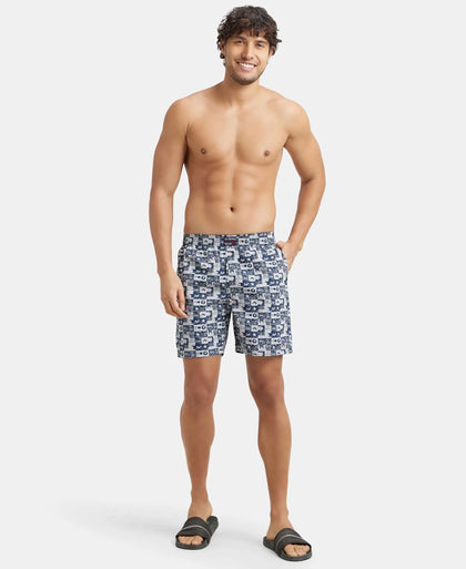 Super Combed Mercerized Cotton Woven Printed Boxer Shorts with Side Pocket - Nickle-4